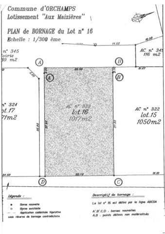 Vente Terrain1017 m² - ORCHAMPS (39700)