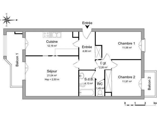 Location Appartement 3 pièces 71.6 m² - 11 BIS AVENUE BEZIOU Billere 64140