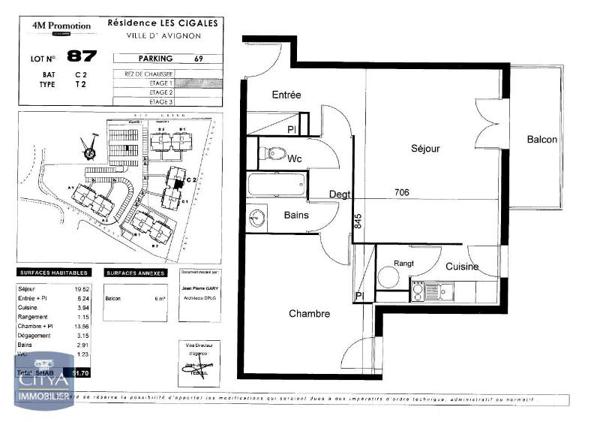 Location appartement Avignon (84) 2 pièces 52.36m²