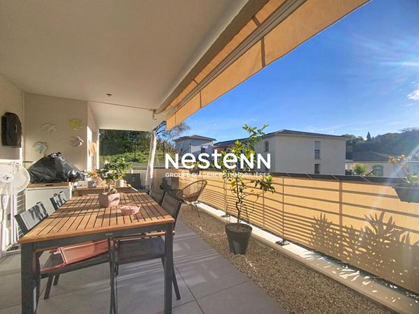 3P- 63M2- SUD - VALLAURIS - BOX FERME- TERRASSE 24M2 - PARKING - PISCINE