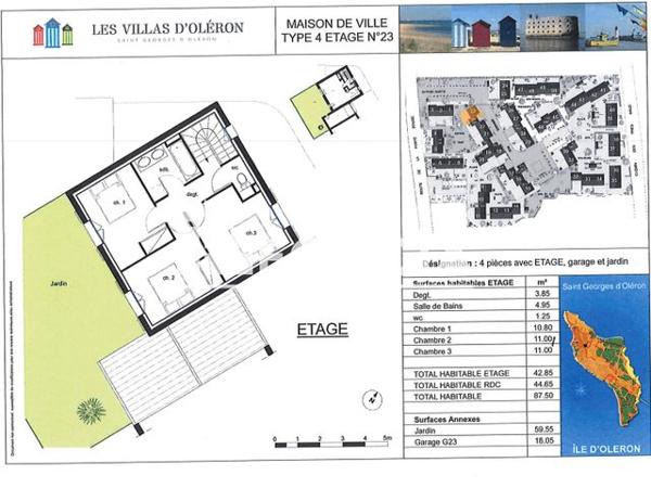Location Maison 4 pièces 87.5 m² - LES VILLAS D'OLERON N°23 - 135 RUE DE LA PORTE ROUGE St Georges D'oleron 17190