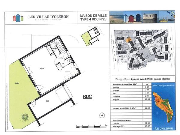 Location Maison 4 pièces 87.5 m² - LES VILLAS D'OLERON N°23 - 135 RUE DE LA PORTE ROUGE St Georges D'oleron 17190