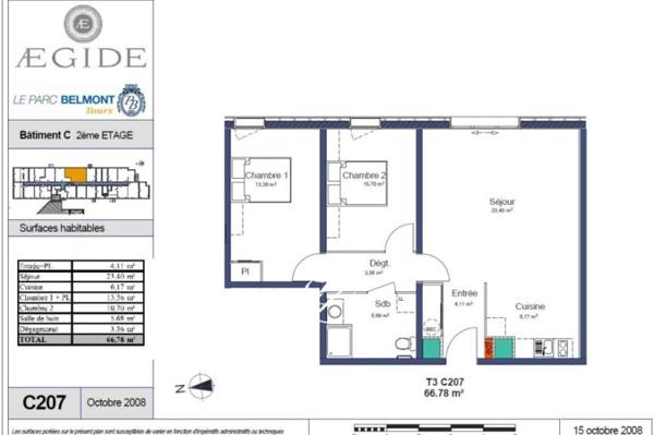 Vente - Appartement 3 pièces 67 m 2 TOURS (37000)
