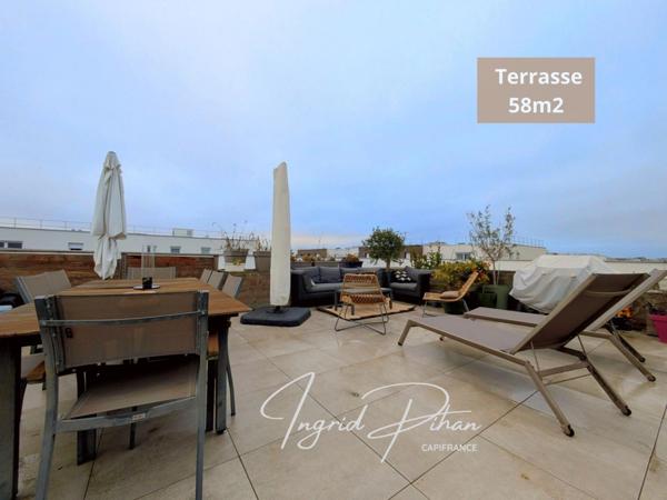 Appartement T3 : 71m2 + Terrasse de 58m2 et 2 PARKINGS - Coeur de Ville - BEZONS (95)
