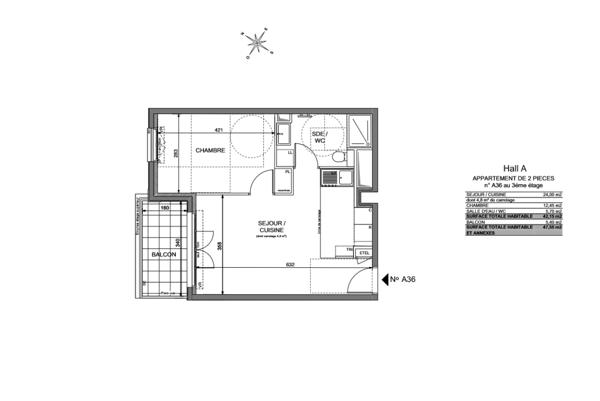 Appartement 2 pièces - 45 m²
