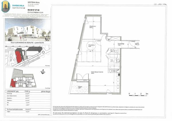 Appartement 3 pièces neuf à vendre à Blois - Secteur Gare, dernier étage avec balcon