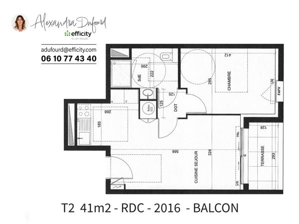 Appartement 2 pièces - 41 m² Exclusivité efficity