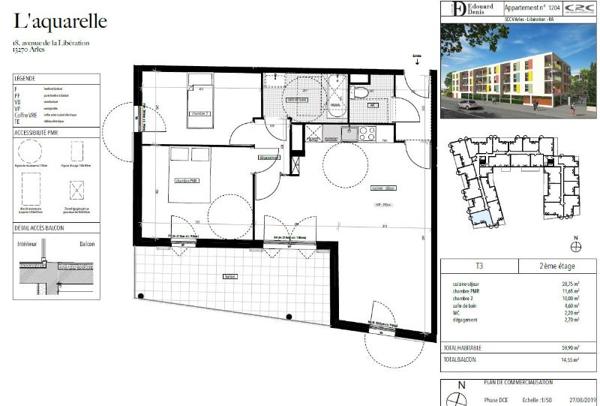 Appartement à louer 3 pièces 59.9m²