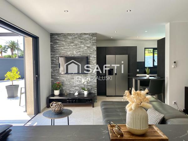 Villa contemporaine piscine, chambre de plain pied