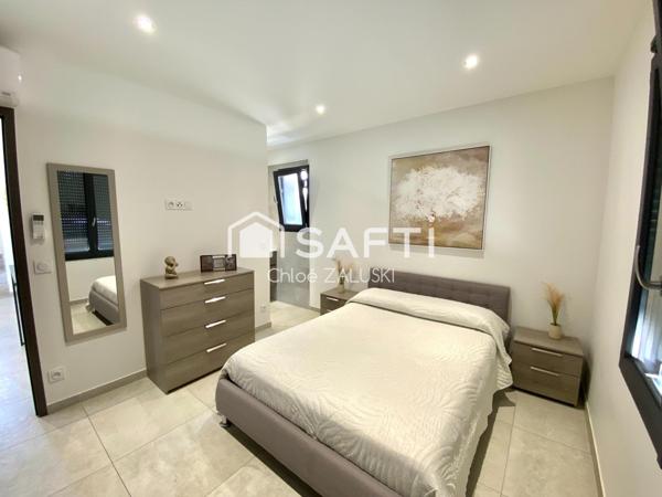 Villa contemporaine piscine, chambre de plain pied