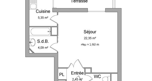 Location Studio 36 m² - Asnières-sur-seine 92600