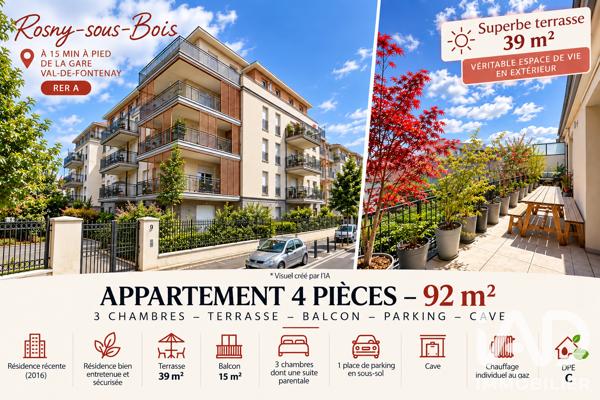 Appartement à vendre 4 pièces 92 m² Rosny-sous-Bois