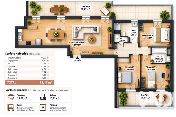 Appartement à vendre 4 pièces 92 m² Rosny-sous-Bois