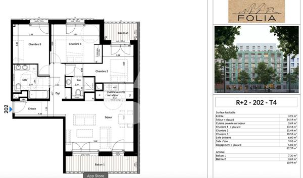 Appartement 4 pièces 83 m2