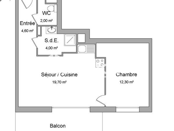 Location Appartement 2 pièces 42.6 m² - 60 RUE DU DOCTEUR SCHWEITZER Villenave D'ornon 33140