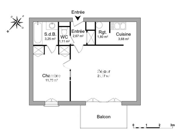 Location Appartement 2 pièces 45.58 m² - 43 RUE DE SEBASTOPOL Reims 51100