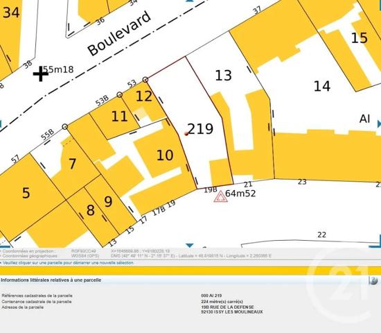Terrain à vendre  276 m 2   ISSY LES MOULINEAUX  - 92
