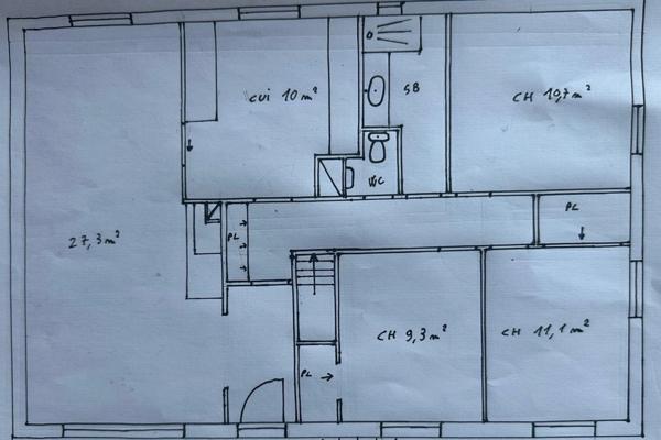 6' SAUMUR, CHACÉ - Maison de 95m² habitables sur sous-sol total 4 chambres, jardin clos
