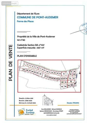 Terrain à Batir à vendre à Pont-Audemer dans l'Eure (27500), ref : 065/372   
Centre ville