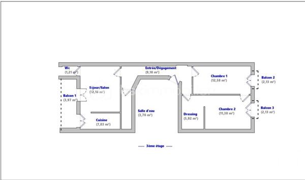 Appartement F3 à vendre  3 pièces - 64,02 m2 SETE - 34