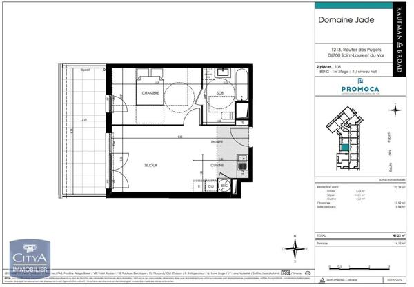 Appartement à louer 2 pièces 41.22m²