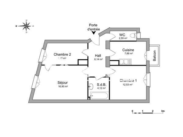 Location Appartement 3 pièces 57.54 m² - 3D ROUTE D'OBERHAUSBERGEN Strasbourg 67200
