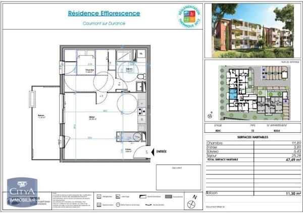Appartement à louer 2 pièces 47.49m²