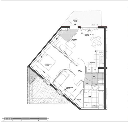 Appartement 3 pièces avec terrasse et parking
