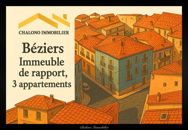 Béziers (34500) DEPT 34 - BEZIERS. IMMEUBLE DE RAPPORT 318 m², 3 APPARTEMENTS