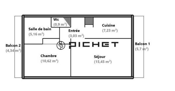 Appartement 2 pièces 43 m² TOULOUSE - 31400