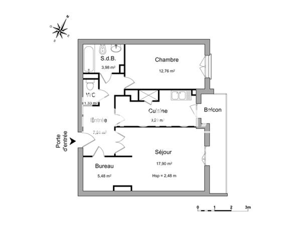 Location Appartement 2 pièces 58.65 m² - VAUBAN / BRETEUIL Marseille 13006