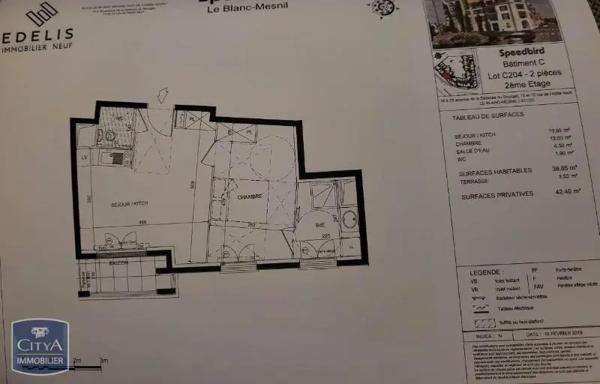 Appartement à louer 2 pièces 38.85m² Le Blanc-Mesnil (93150)