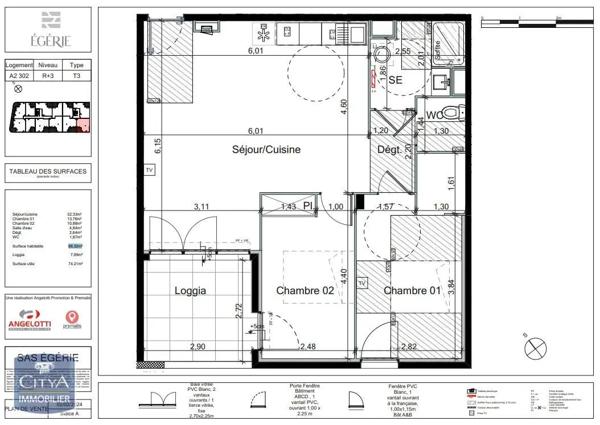 Appartement à louer 3 pièces 66.32m² Béziers (34500)