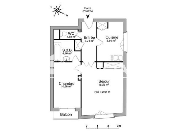 Location Appartement 2 pièces 49.6 m² - 57 RUE BONNABAUD RESIDENCE LE GALLIENI Clermont Ferrand 63000