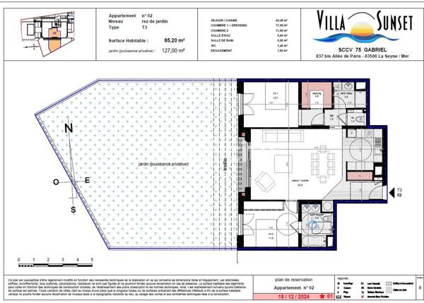 Appartement 3 pièces - 85 m²