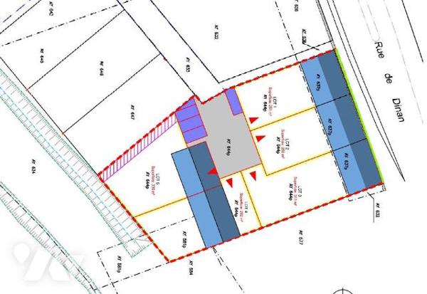 5 TERRAINS CONSTRUCTIBLES ET VIABILISES RUE DE DINAN