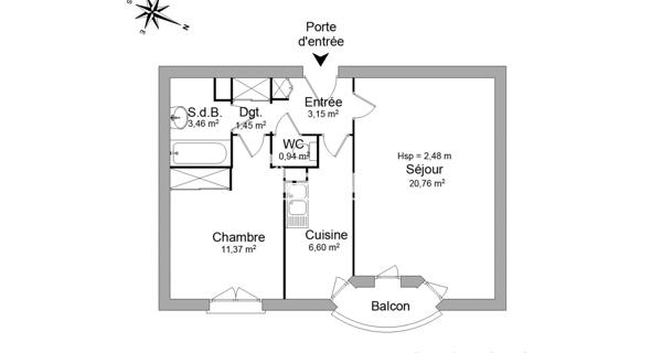 Location Appartement 2 pièces 47.73 m² - ÉLancourt 78990