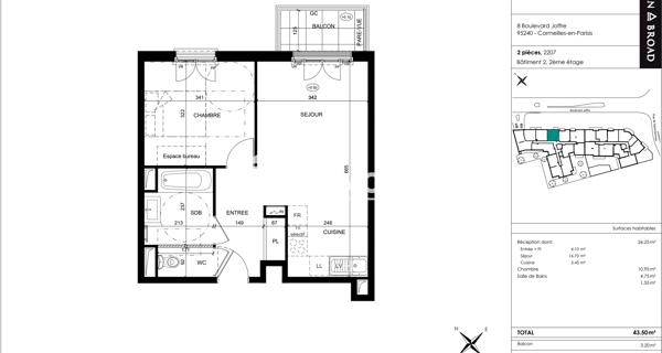 Location Appartement 2 pièces 43.5 m² - Cormeilles-en-parisis 95240
