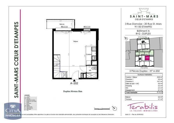 Appartement à louer 3 pièces 61.9m²
