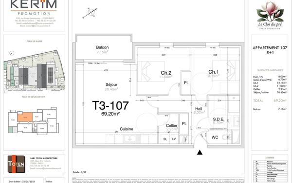 Appartement à vendre    3 pièces • 69,20 m2 Guilers