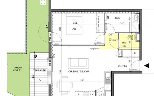 Appartement à vendre    2 pièces • 50,30 m2 Marguerittes