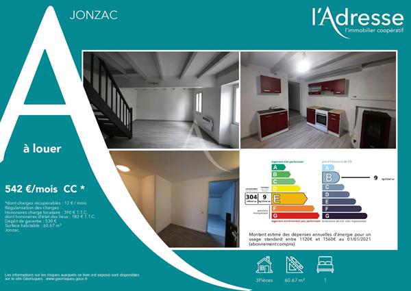 Maison 1 chambre 1 bureau - Jonzac