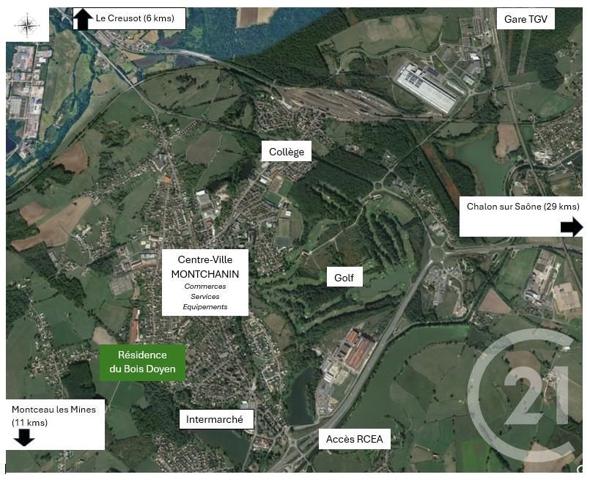 Appartement F3 à vendre  3 pièces - 56,97 m2 MONTCHANIN - 71