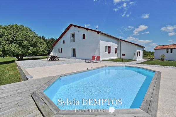Ferme landaise sans vis à vis, avec vue sur les Pyrénées et la Rhune.
