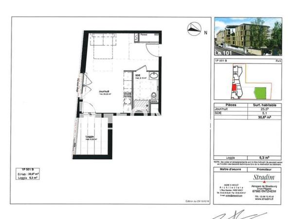 Location Studio 30.65 m² - RESIDENCE LE 101 Nancy 54000