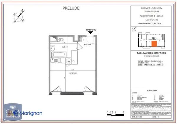 Appartement à louer 1 pièce 33.91m² Luisant (28600)