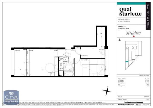 Appartement à louer 3 pièces 60.07m² Strasbourg (67000)