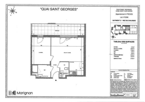 Appartement 2 pièces                                        - 44390 Nort-sur-Erdre Réf : 12466