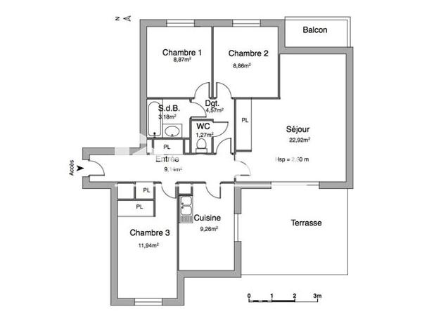 Location Appartement 4 pièces 80.04 m² - LE PRIEURE DE CENAC BAT E Dijon 21000