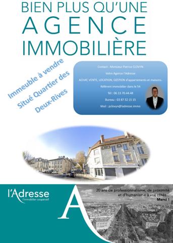 Immeuble en SEMI-EXCLUSIVITÉ à Nancy 6 appartements